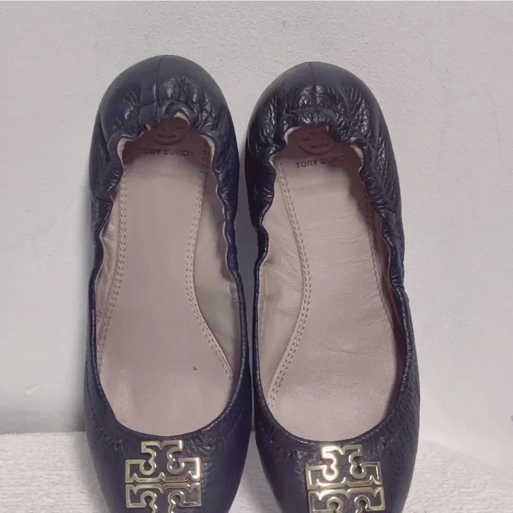 Tory Burch dark teal signature ballet flats 7